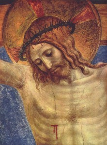 Painting of the crucified Christ, by Fra Angelico, circa 1437-1446